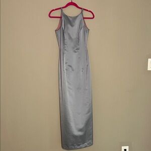 Sleeveless Floor Length Light Blue Satin Dress Size 4 💙